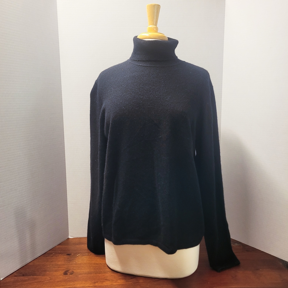 100% Cashmere Black Turtleneck Sweater by Charter Club